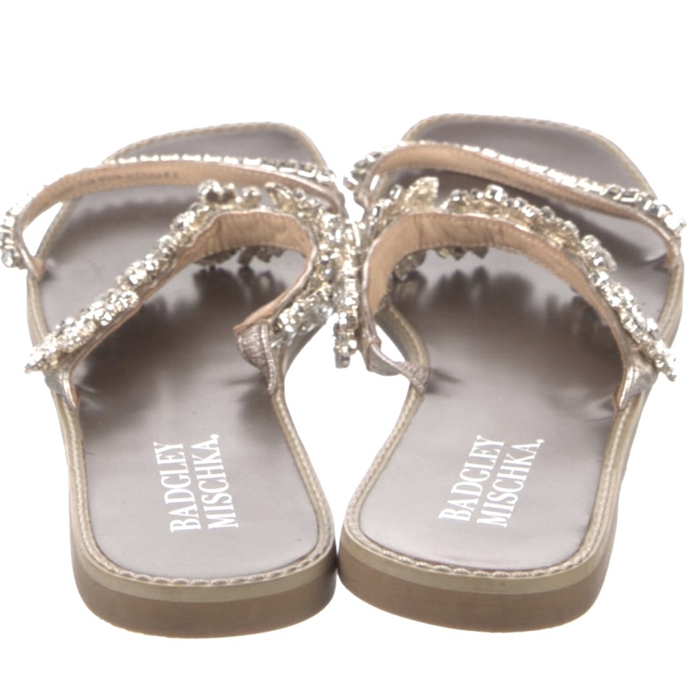 Badgley Mischka Silver Crystal Sandals - Picture 3 of 5